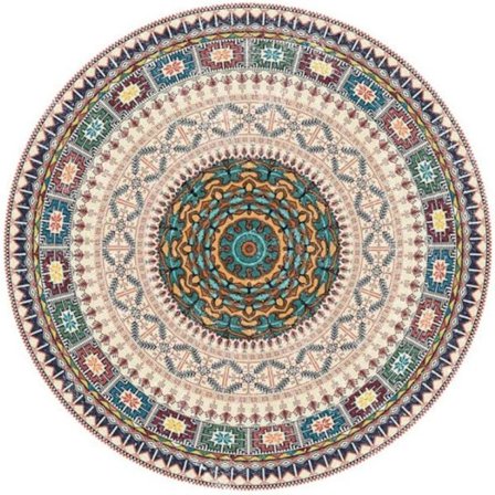 Boho pyöreä matto, kodin sisustusmatot liukumaton ja pestävä makuuhuoneen kylpyhuoneeseen (tyyli 13/80X80cm)