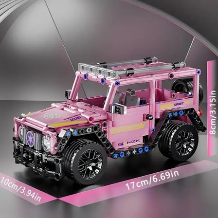 1239-bitars Rosa Terrängfordonsbyggsatsmodell: Lätt att montera, lämplig för födelsedagar, jul, halloween, tacksägelse