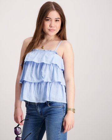 Gina Tricot Young Y frill top Blauw Tops/blouses Meisjes - Kids Brand Store