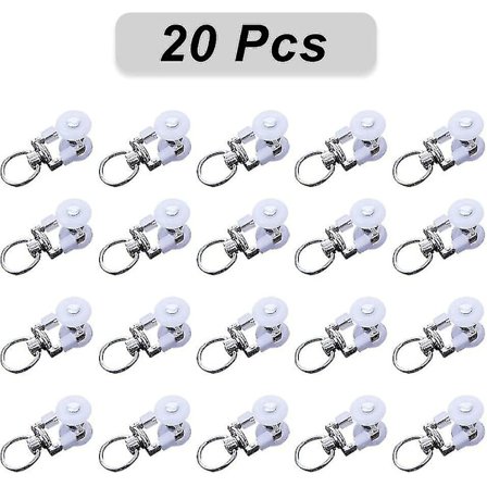20-pack Metallspårrullar - Gardinspår - Glidare - Duschdraperi-glidare