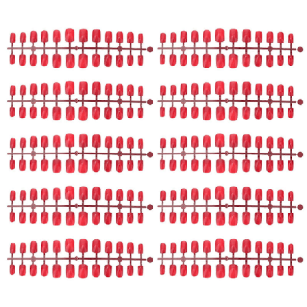 120 stk. Røde Falske Negltupper Full Dekning Ren Farge Korte Fake Negler Neglekunst for DIY