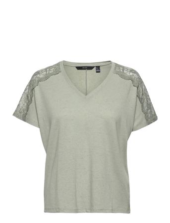 Vmjune Ss V-Neck Top Jrs Ga T-shirts & Tops Short-sleeved Harmaa Vero Moda