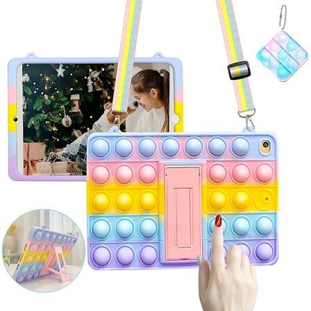 Fidget Leksaksfodral För Ipad 8:e/7:e/9:e Generationen 2020/2019/2021, [2-pack] Fullständigt Kroppsskydd Mini Nyckelring, Stöttåligt Tablet-fodral Med