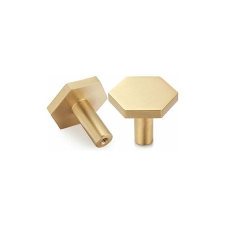 Set med 4 väggkrokar i borstad mässing, 34 mm x 21 mm, guld handdukskrok för badrum, klädhängare, handdukshängare (Hex)