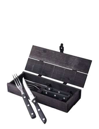 Gense Steakbestik/Grillbestik Old Farmer Black 4 Dele Sort/Stål - Black - ONE SIZE