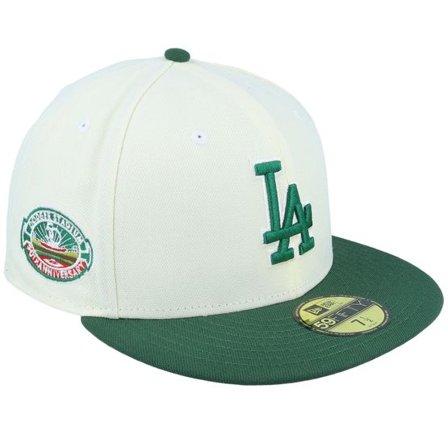 New Era - MLB Vit fitted Keps - Los Angeles Dodgers Telescope 59FIFTY Chrome/Green Fitted @ Hatstore