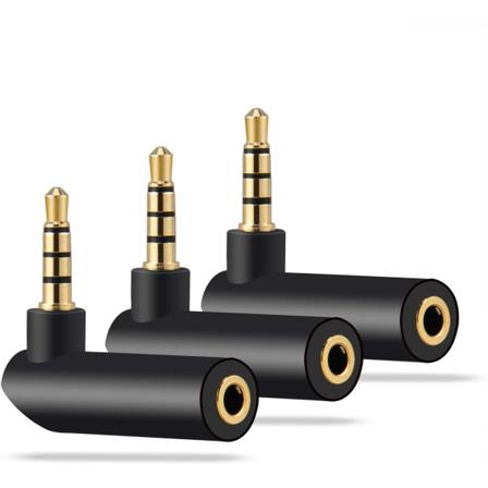 3-pak 3,5 mm lydadapter, retvinklet hovedtelefonadapter