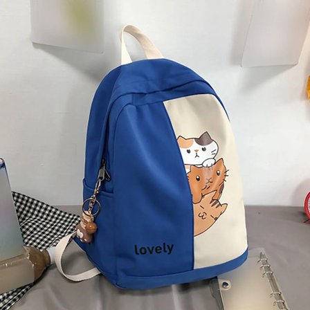 Koreansk skolväska för flickor med kattmotiv, ryggsäck för grundskoleelever Bolso Mujer~06190