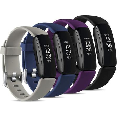 Kompatibel med Fitbit Inspire 2-bånd for menn og kvinner, 4-pakning myke silikon vanntett sportbånd armbånd for Inspire 2 Fitness Tracker, stor B