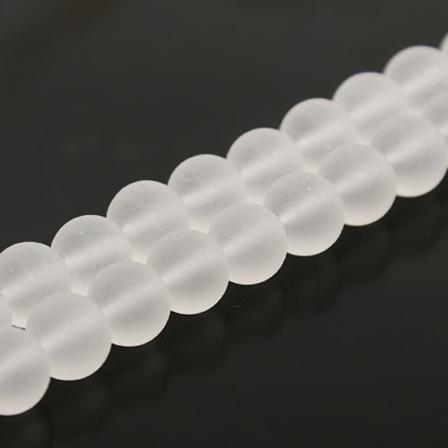 1 Sträng, Ca 140 St Vit Frostade Glaspärlor 6mm