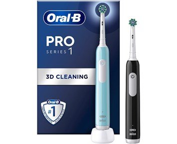 Oral-B Pro1 Duo Black / Turquoise - 2-pack eltandborste med tre olika borstlägen