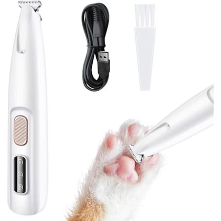 Hundtrimmer for hundepoter, stille potetrimmer med LED-lys, vanntett poterakemaskin, potetrimmer for hunder, katter, poter, øyne, ansikt, kropp...