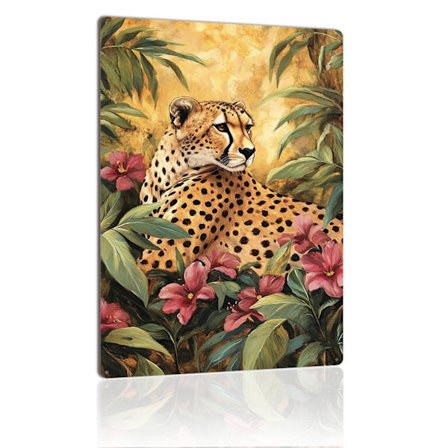 Gepard metalskilt Tropisk Jungle Dyreliv Kunst Vintage Blikskilt Plade Til Voksne Dyreindretning