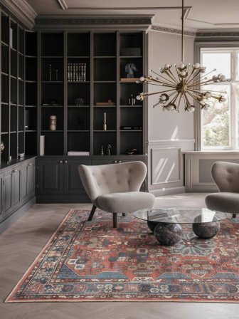 Köksmatta Galaxy Oriental 120X180 Bomull Roströd/Blå