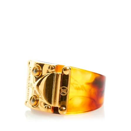 Louis Vuitton Vintage, Brown Plastic Louis Vuitton Ring Bruin, Dames, Maat:ONE Size