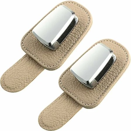 2 kpl yleismallinen aurinkosuoja autoon, nahkainen silmälasipidike (beige)