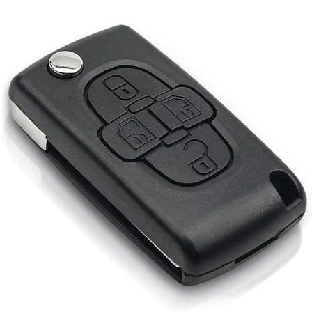 Bilnøkkeldeksel til Citroën med 4 knapper og sammenleggbart nøkkelblad