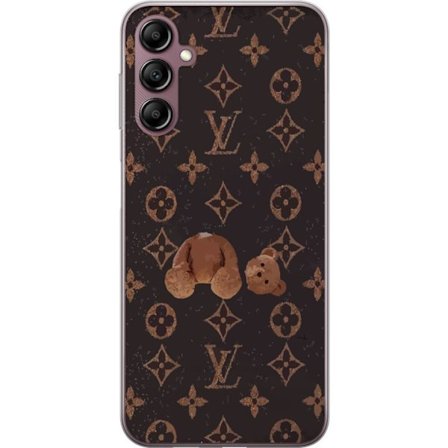 Kompatibel Mobilcover til Samsung Samsung Galaxy A14 5G Luksuriøst monogrammønster med knust bamse i mørk modeæstetik