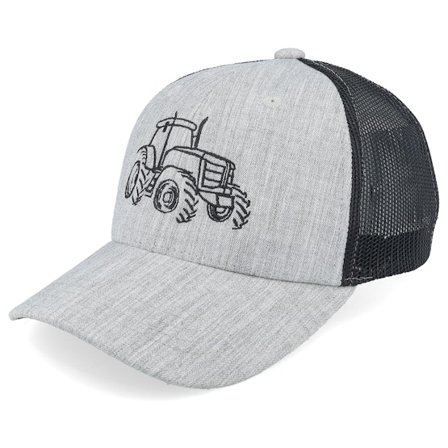 Kiddo Cap - Kids Tractor Outline Heather Grey/Black Trucker Trucker Grey Cap - @ Hatstore