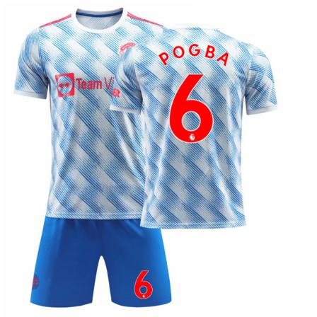 21-22 sesong Red Devils hjemme No. 7 C Ronaldo blå drakt fotballuniform No. 6 Pogba 2122 United Away No. 6 XL#