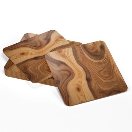 4-Pak - Glasbrikker Træ - Underlag til Glas