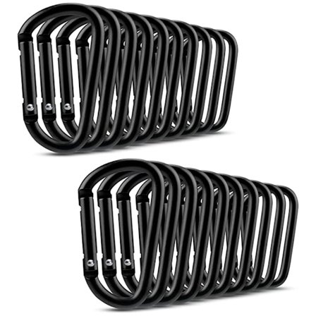 20 pientä karabiiniavainlukkoa, monitoimiset alumiiniset D-rengaspidikkeet