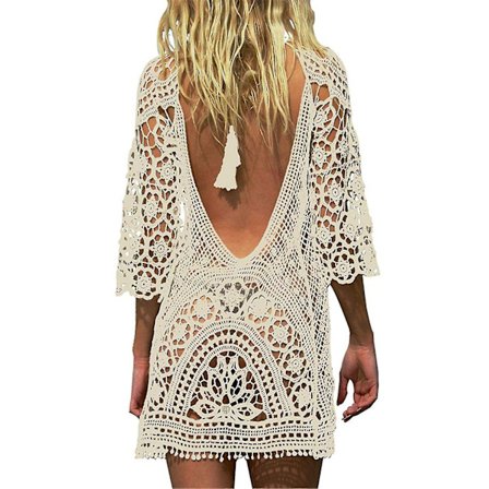 2024,Pareo Dam Strandklänning, Stickad Virkad Bikini Cover Up Sommar Pareo Beach Dress Baddräkt Cover Up Bikini Camisole Strandklänning Bikini Crochet