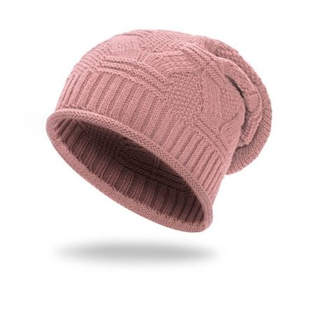 Varme strikkeluer for høst/vinter, buffetluer i koreansk stil for menn og kvinner, rosa