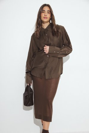 Handpicked x NA-KD Sheer Shirt - Skjorter - Brun - EU 38