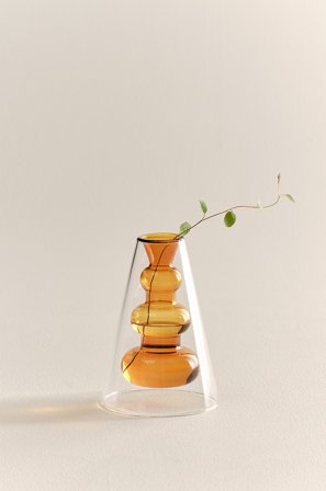 Jotex - Amber Glassvase Høyde 13 Cm Transparent/brunoransje - TILO - Kjøp Vaser hos Jotex