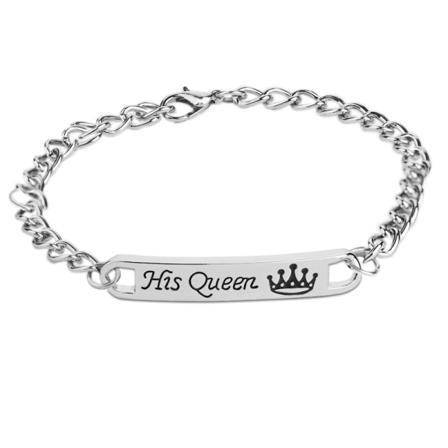 Pararmband För Kvinnor "his Queen" Silver