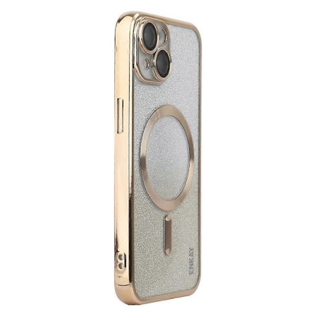 ENAKY HAT PRINCE Magnetisk deksel til iPhone 15, elektroplettert TPU-deksel med glitterpapir