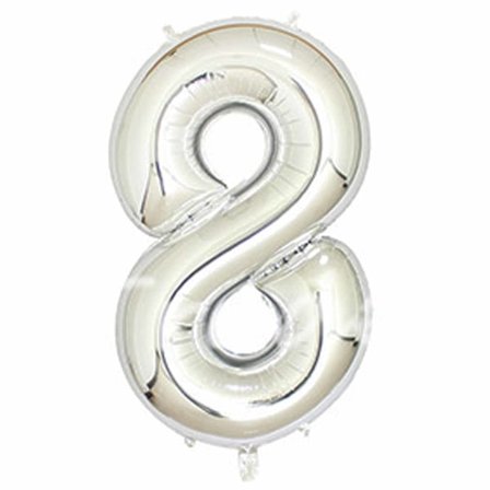 Big nummer ballon i sølv til fødselsdagsfest 102cm - 8