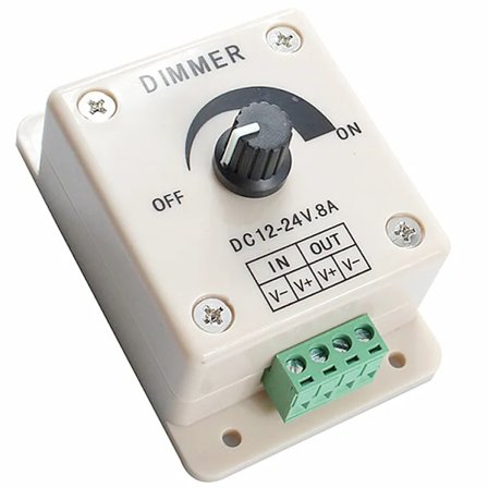 Vit LED Dimmer DC 12V 24V 8A Justerbar Ljusstyrka Kontroller Switch Lampa Glödlampa Strip Drivruta Enkel Färg Ljus Strömförsörjning