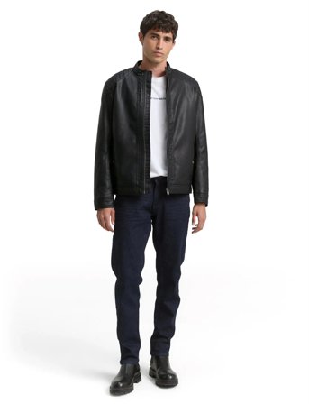Tom Tailor Fake Leather Jacket - Black - M