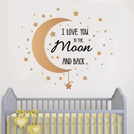 Jeg elsker deg til månen og tilbake Sitater Veggklistremerker Måne Stjerner DIY Klistremerke Kunst Veggmaleri Sitater For Hjem Barnehage Dekor