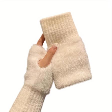 Yksinkertaiset Pehme t Liimatut Neulotuhanskat Tyyllikk t Elegantit Pehme t L mpim t Sormittomat Hanskat Syksy Talvi Kylm suojaavat Joustavat 