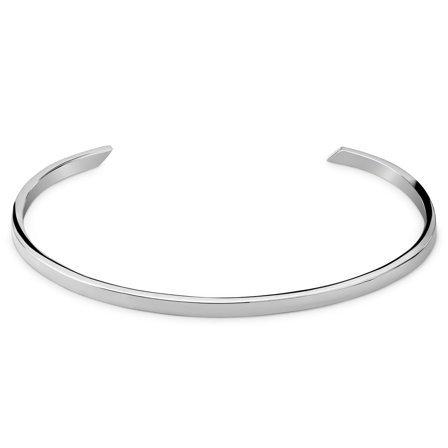 3 mm Polished Silver-Tone Adjustable Stainless Steel Cuff Bracelet for Men - Cuff bracelets