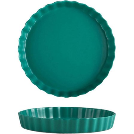 AURA Keramisk Pajform, Paj, Tart Quiche Formar, 1000 ml kapacitet, för Tårta, Quiche, Flan, Diskmaskin Mikrovågsugnssäker (Mörkgrön)