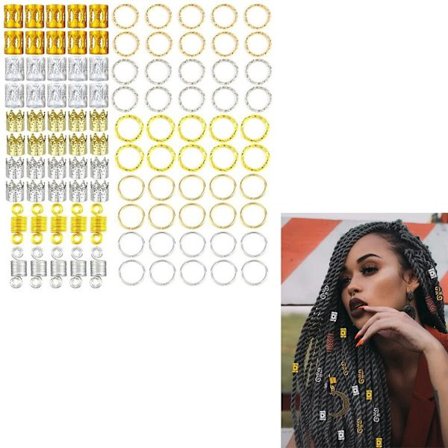 100 stk. hår smykker til fletninger, dreadlocks hår smykker til fletninger, aluminium hår spole smykker, metal vedhæng træperler fletning tilbehør