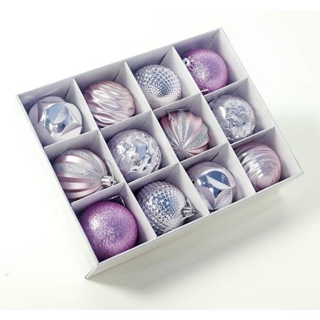 12 st julgranskulor i rosa - juldekorationer