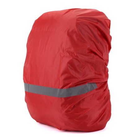 Regnskydd för ryggsäck med reflextejp Röd (30-40L)