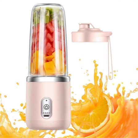 Blender USB Genopladelig Juicer Kop Pink Bærbar Til Fitnesscenter Kontor Rejse Camping Morgenmad (FMY)