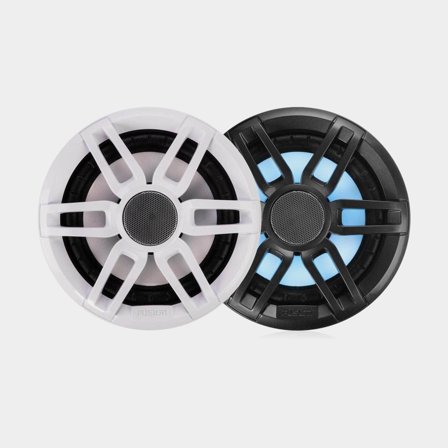 Marinehøjttaler Fusion RGB XS-FL77SPGW, 7.7", 240 W, hvid, til indbygget montering, med hvide / sorte fronter + RGB-belysning, 2-pak