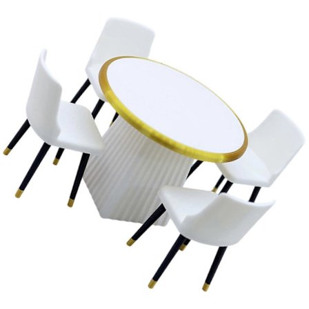 Kompakta hopfällbara leksaksmöbler för barn 5 delar Plastdockskåp Bord och stolar Enkel förvaring[D]