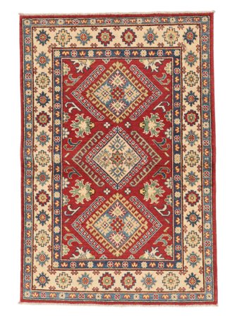 Kazak Matta 100X146 Mörkröd/Brun Ull, Afghanistan