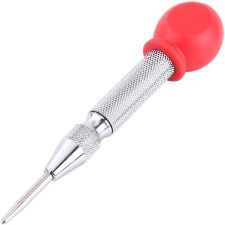 Automatisk senterpunch (sølv) høyhastighetsstål senterhull stansing merking verktøy merking, med beskyttende deksel, egnet for tre, metall, plast