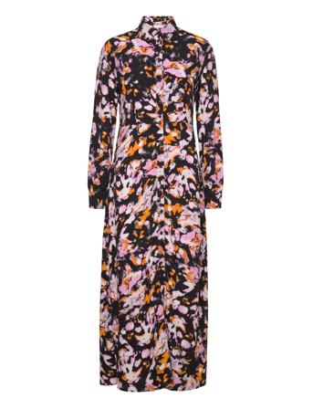 Slfirene Ls Ankle Aop Shirt Dress Noos Dresses Shirt Dresses Black Selected Femme