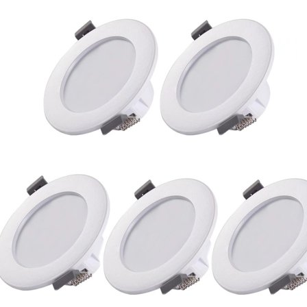 5 LED-spots til badeværelse, IP44 ultra-flade 25 mm, Ø85 mm, hvid
