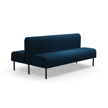 Modulsofa VARIETY, 3-personers sofa, med USB-stik, dobbelt, stof Blues CSII, petroleum